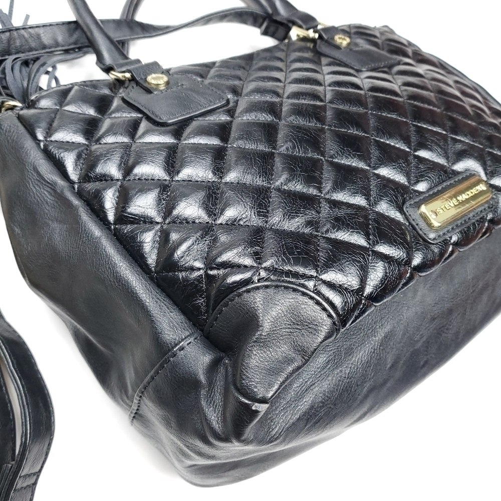 Steve Madden Black Hobo Shoulder Handbag With Gold Detailing - Picture 3 of 16